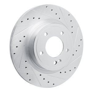 Mercedes-Benz G550 Brake Rotor (1) - Rear Right - R1 Concepts - Drilled & Slotted - Silver - `19-`25